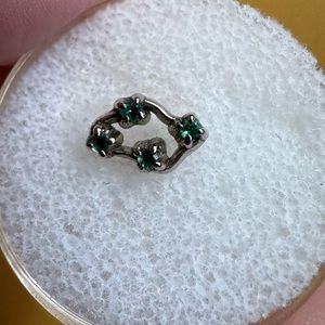 Sacred Symbols 14K White Gold and Emerald Threadless End